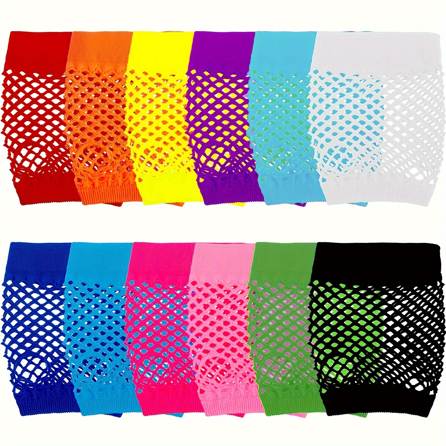 12 Pairs of Fingerless Fish Net Neon Gloves for Women 80s Fish Net Gloves  Short Mesh Fingerless Gloves Assorted Neon Colors 80s Party Costume  Accessories Supply