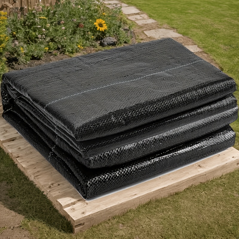 TEMU Weed Control Fabric, Weed Barrier Ground Cover, 1pc Heavy-duty Black Pp Material Garden Fabric - For Flowers, Vegetables, And Yards, Weed