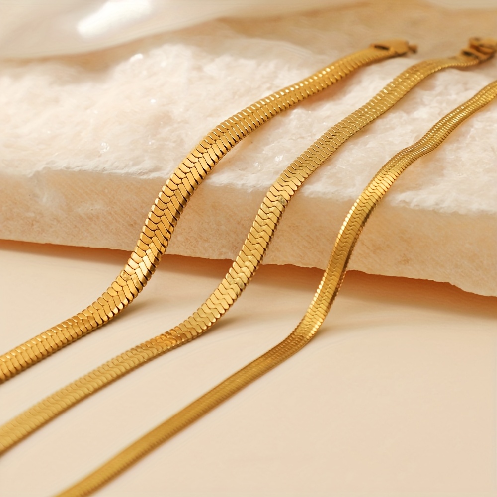Stainless Steel Flat Bone Chain Bracelet for Women