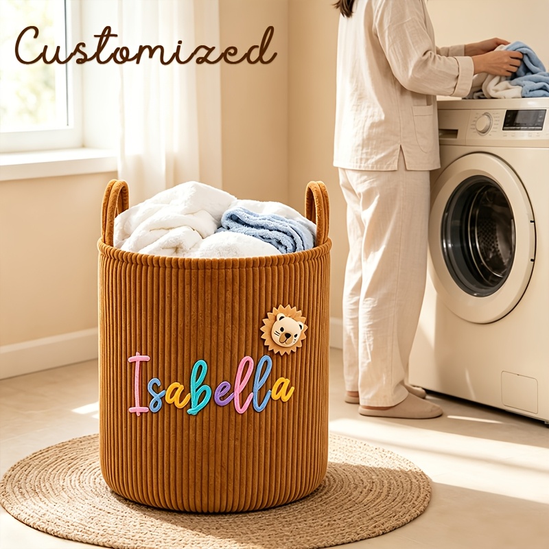 Personalized Storage Basket with Handle, Customized Name Design
