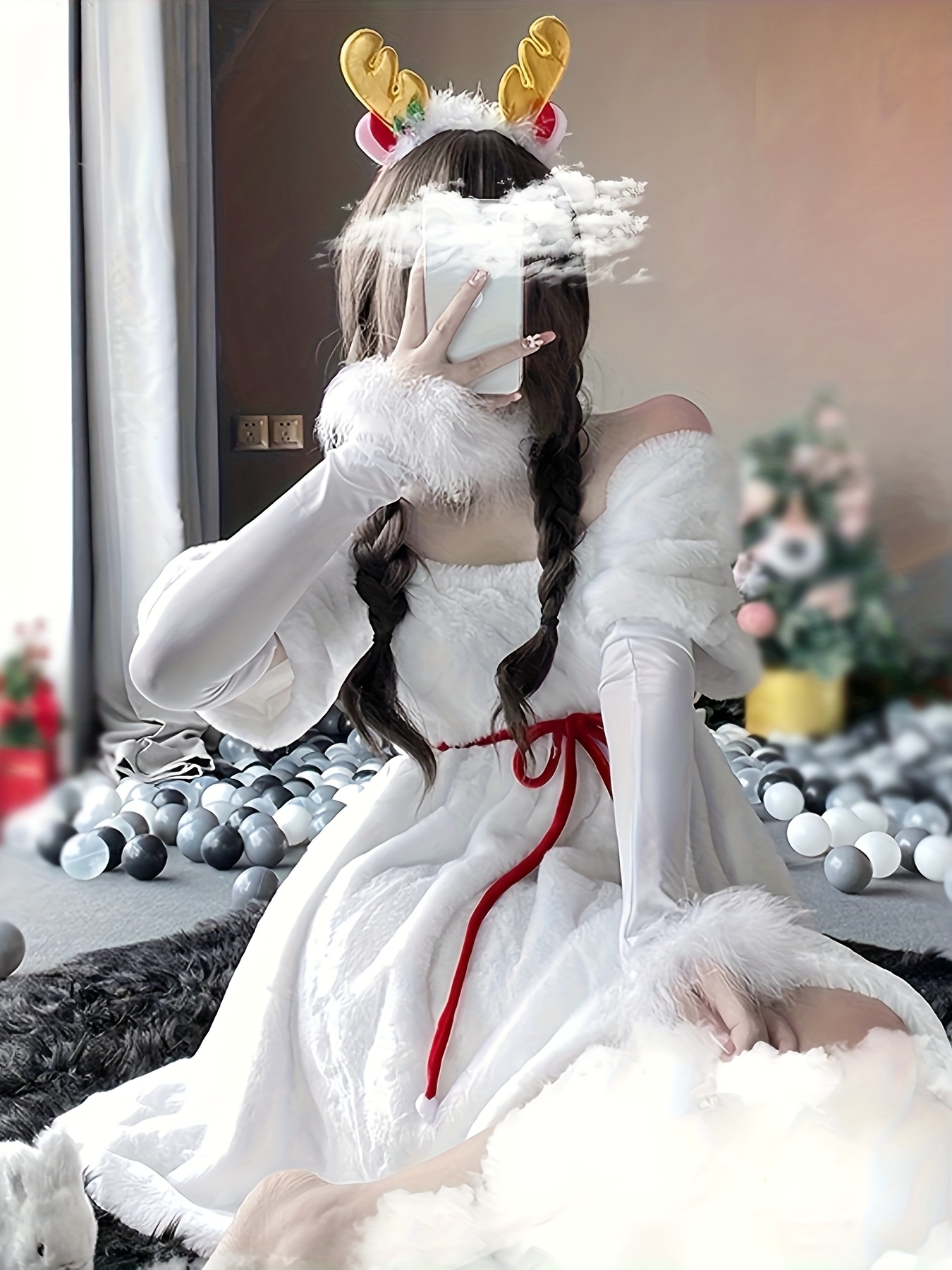 christmas costume adult womens white dress cos event - Temu Oman