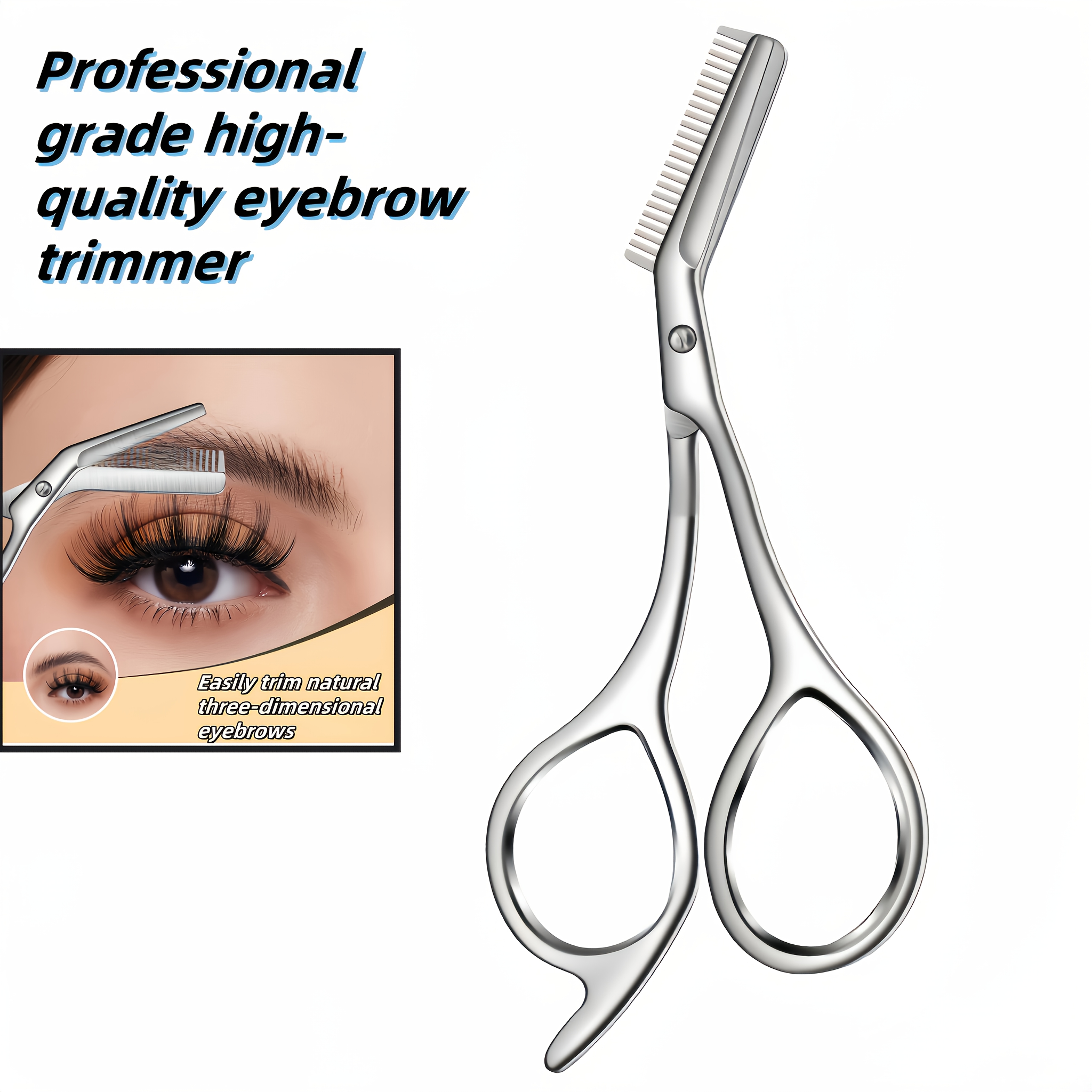 TEMU Stainless Steel Eyebrow Scissors With Comb, Shaping And Trimming Tool For &ndash; Precision Brow Grooming Kit