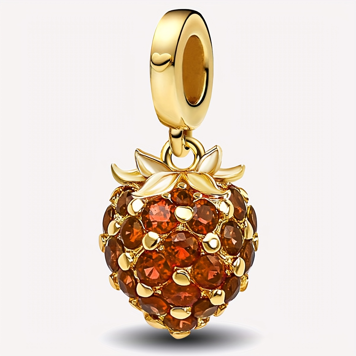 TEMU 1pc 925 Silbervergoldenetes Obstanhängerset - Ananas, Erdbeere, Orange, Kiwi, Wassermelone, Banane, Kirschen mit künstlichem kubischem Zirkon -