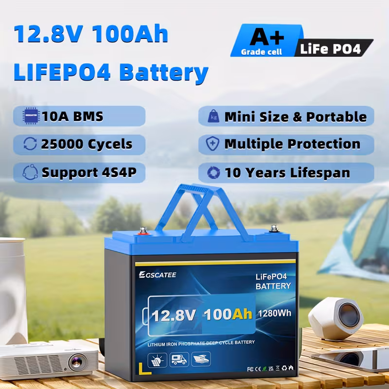 12 8v 100ah lifepo4 lithium battery built in 100a bms and low temp cut off to replacelead acid batteries backup power rv camping lithium rechargeable batteries lithium battery packs for automoti 3