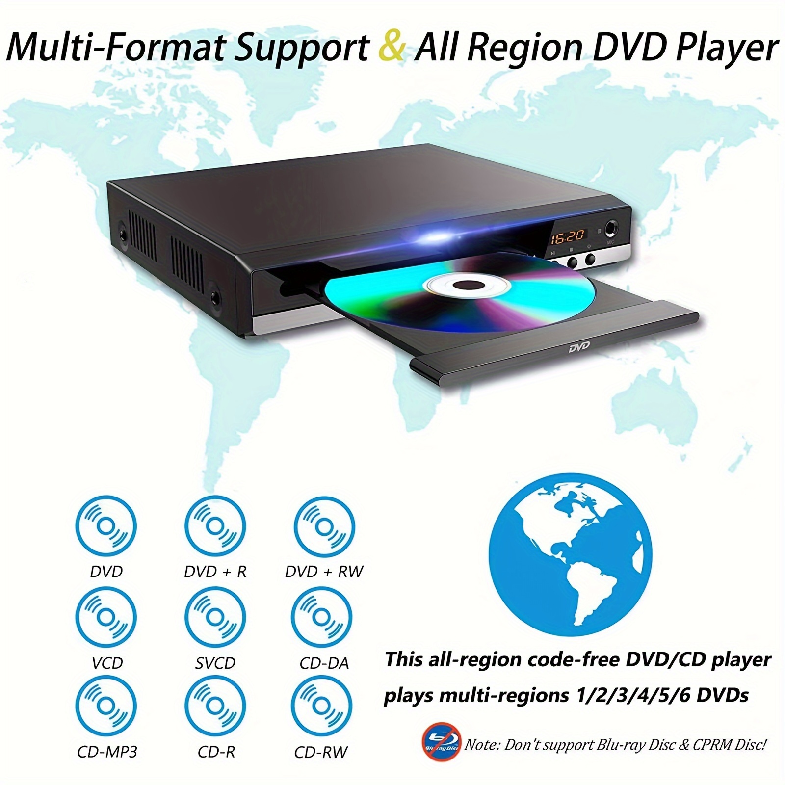 1080p Dvd Player Region Free Dvd Cd Usb Player Hd+rca Temu