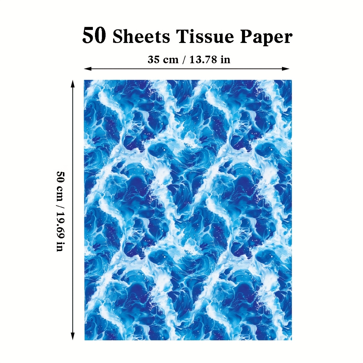 E-shop 50 Blatt Ozeanwellen-Geschenkpapier, Größe 20x14 Zoll, mit nahtlosem Druck von blauen Seewellen, zum Verpacken von Geschenken für Strand, Pool,