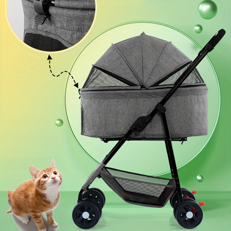 Best 3 Wheels Cochecito para mascotas para perro, cochecito de gato,  cochecito ligero y plegable, carrito de paseo con portavasos forro  extraíble para