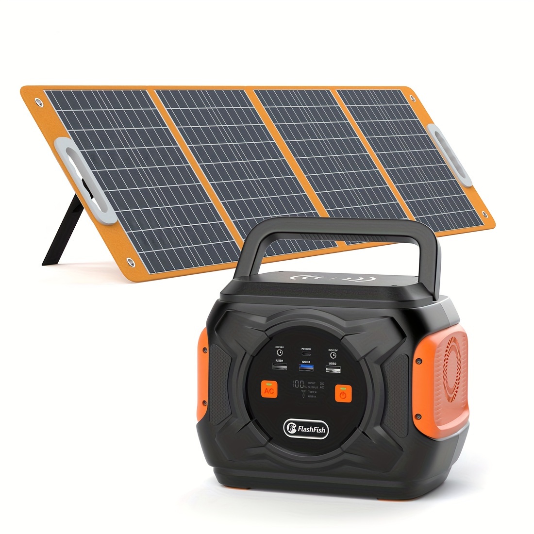 

320w Portable Power Station; 292wh 80000mah Solar Generator Backup Power With Lashfish 18v/100w Foldable Solar Panel; Portable Solar Charger