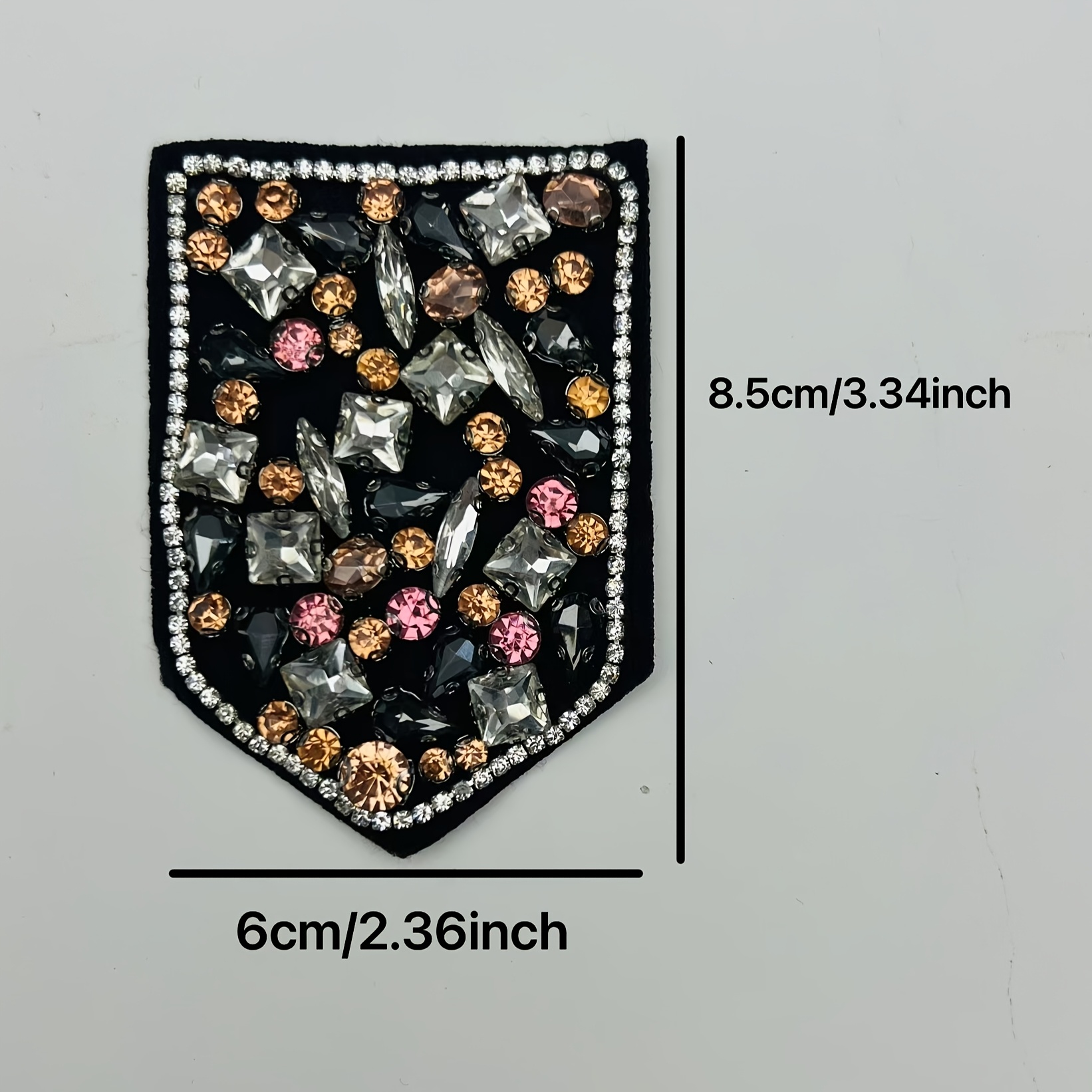 Glass Diamond Shield-Shaped Patch for Embellishments