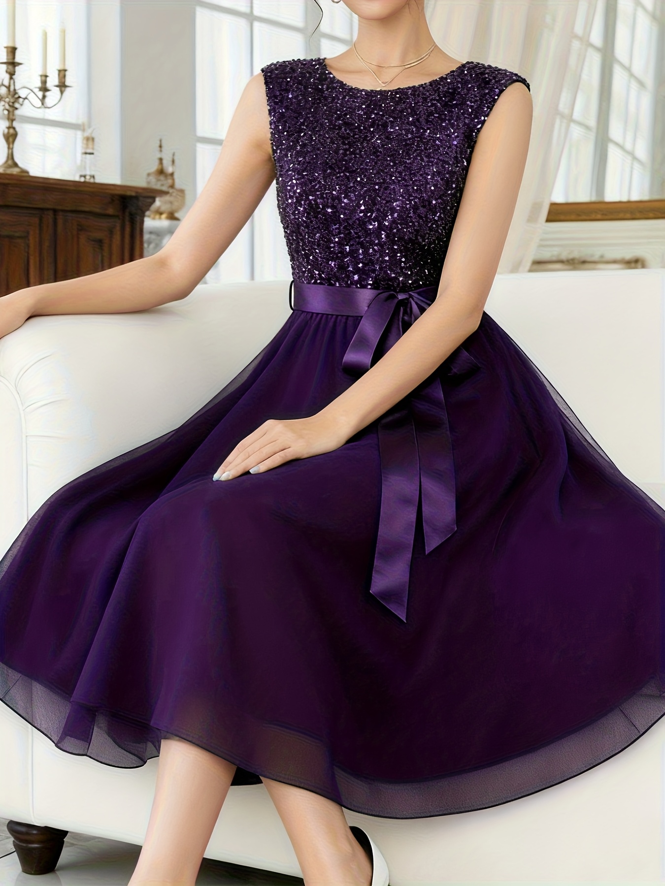 womens sequined velvet dress chiffon skirt elegant party