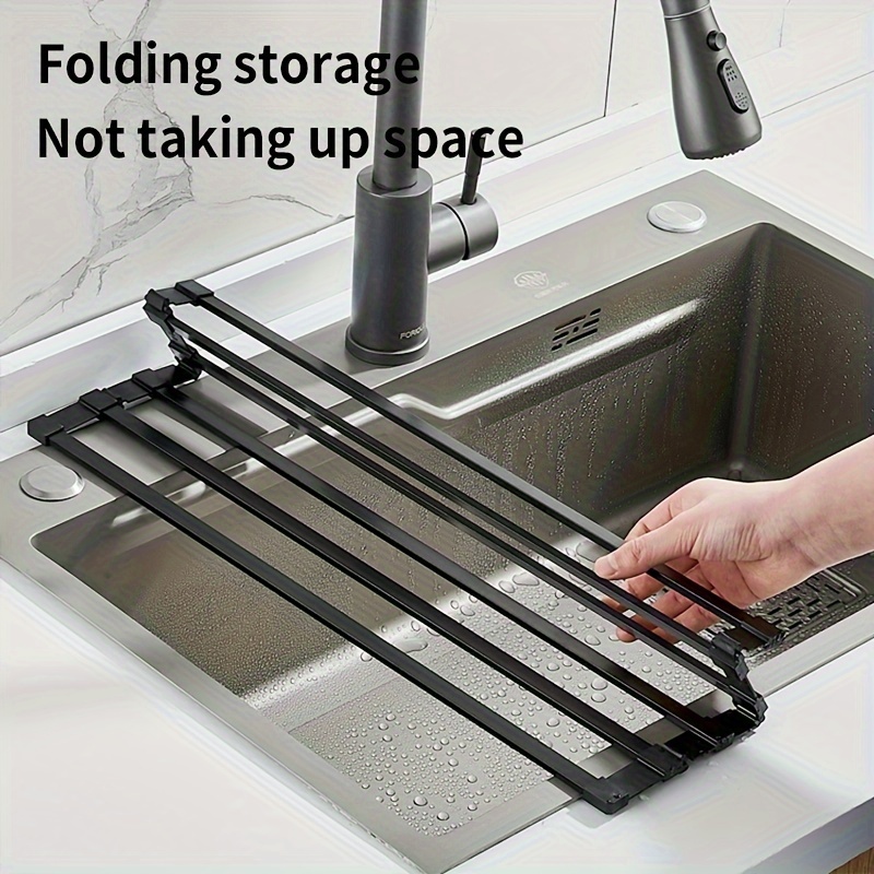 aluminum foldable dish rack space saving kitchen organizer for dishes utensils draining     use details 1