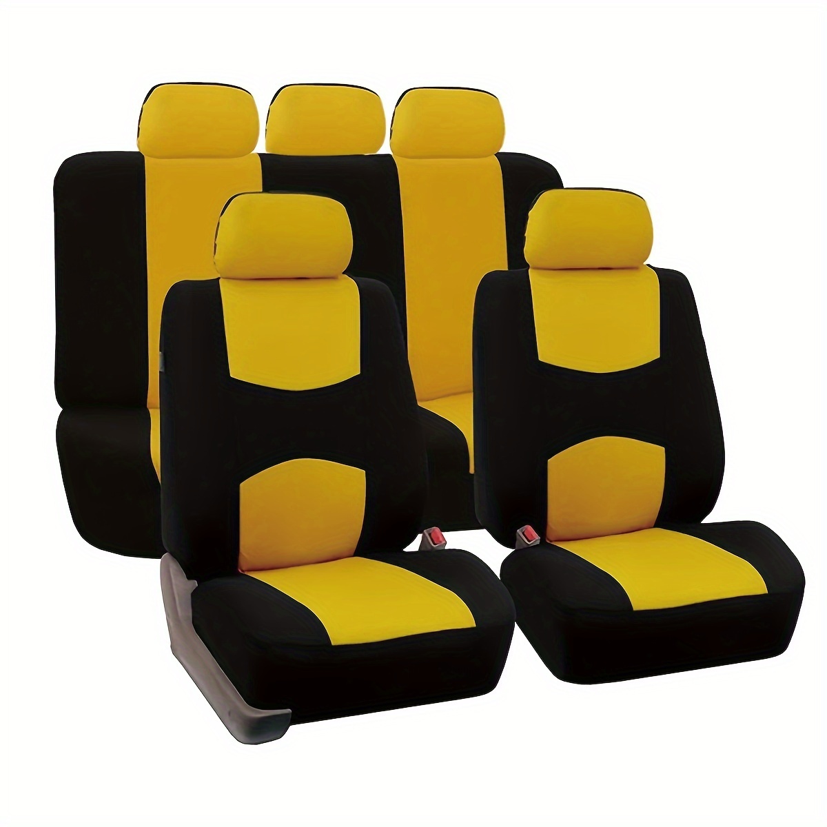 

Fabric Yellow Flat Car Seat Cover, 5-seat 9pcs/set