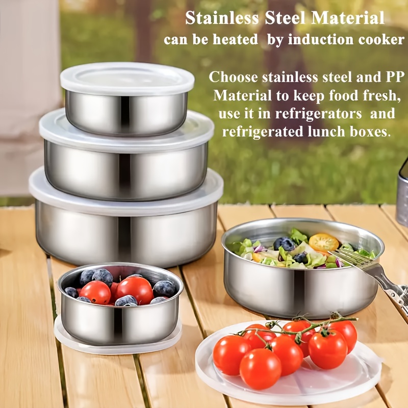 5pcs Stainless Steel Food Storage Containers with Secure Lids - Reusable, Airtight Meal Prep Boxes for Camping, Picnics, School, and Summer Gatherings, Lunch Box Set