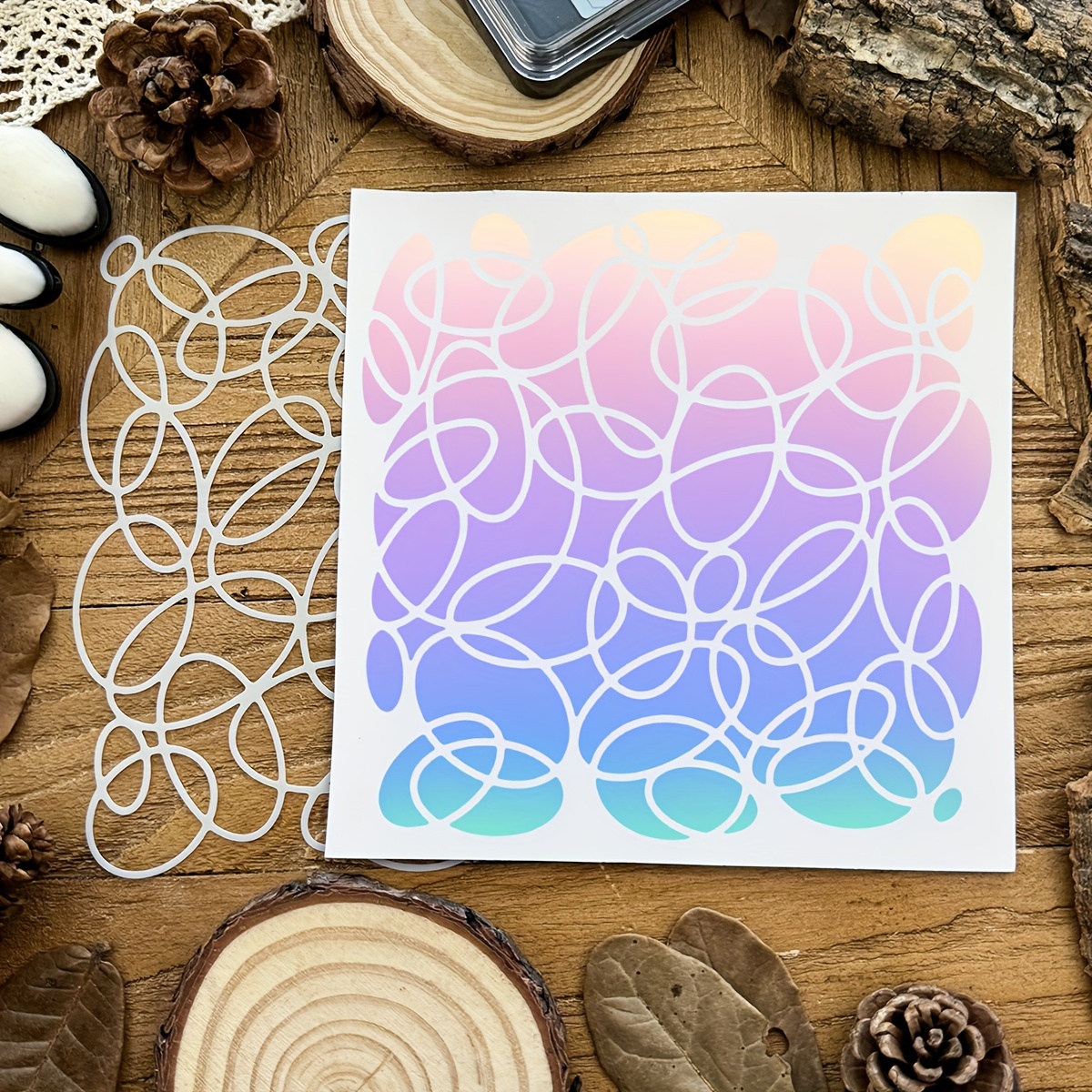 

Diy Craft Stencil 6x6" - Irregular Circles & Lines Pattern For Scrapbooking, Painting, Embossing & Decorative Projects