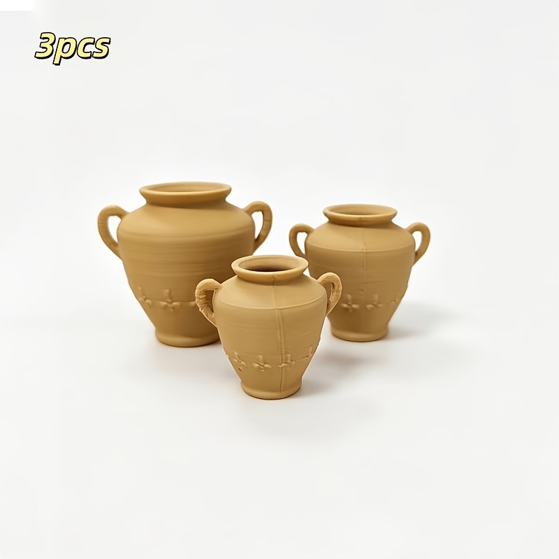 TEMU 3 piezas, Decoraciones para casa de muñecas, Modelos de réplicas en miniatura de tarros de cerámica, Accesorios para cocinas de casa de muñecas