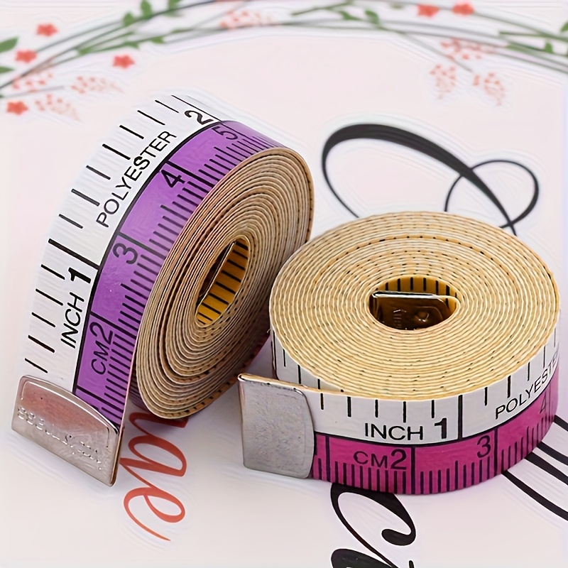 1  measuring tape 60 inch flexible canvas sewing ruler   soft ruler body measuring tool purple and yellow