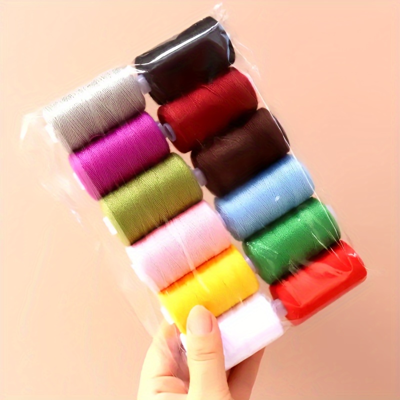 

12pcs Multicolor Polyester Sewing Thread - 500 Yards Each, High Strength For Diy Crafts & Needlework Accessories Fabric For Sewing Fabric For Quilting
