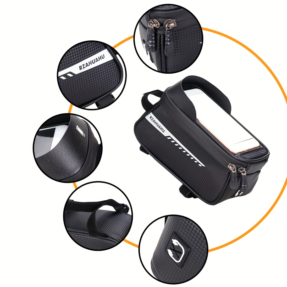 Front Frame Bag for Bicycles with a Touch Screen Sunshade, Suitable for Mountain Bike Storage And Phone Holder