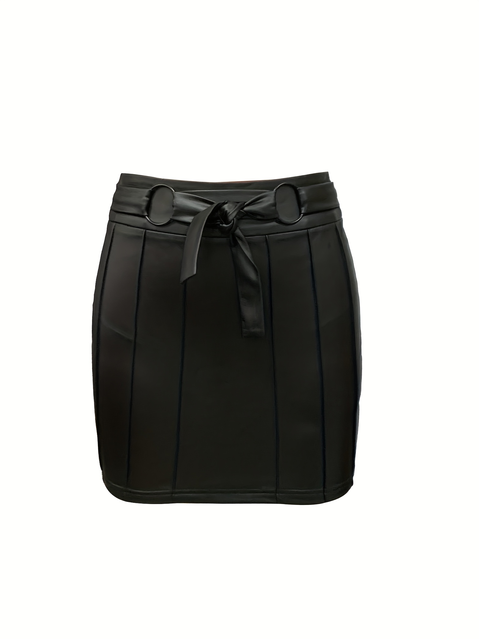 women's elegant bodycon skirt solid black stretchy pencil Temu