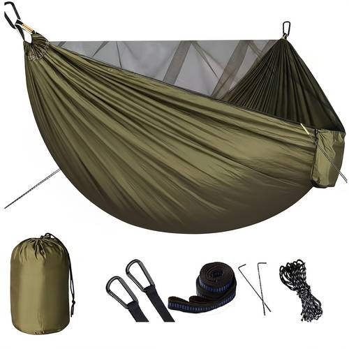 300kg capacity nylon hammock with mosquito net breathable quick drying portable for indoor outdoor use ideal for camping hiking backpacking travel backyard beach green