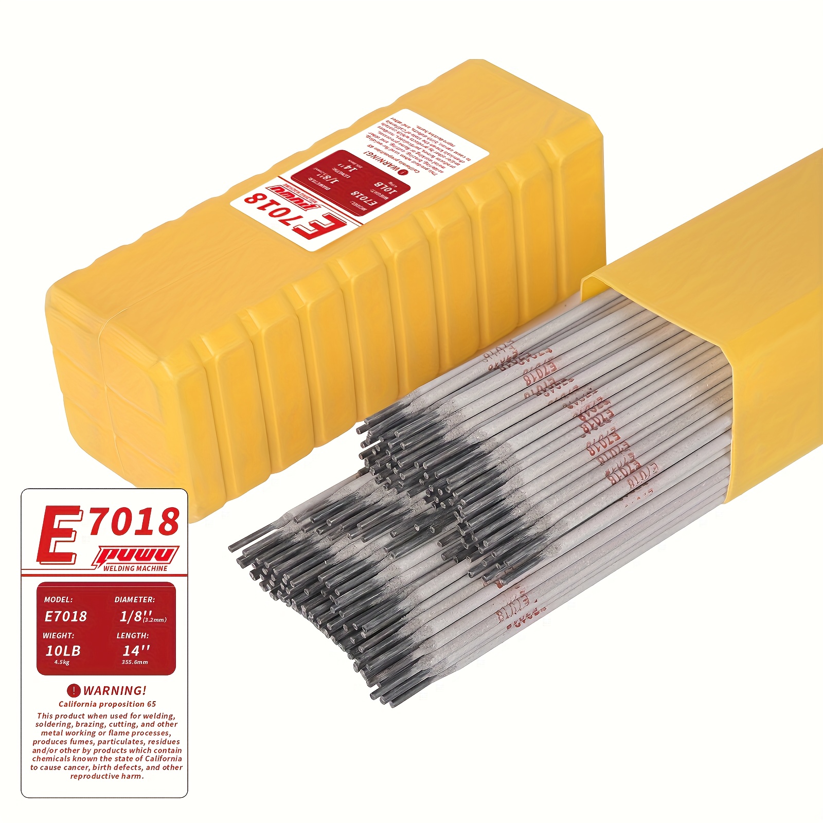 TEMU Baguette de soudure à faible teneur en hydrogène au potassium PUWU E7018 3/32" 1/8" 10LB