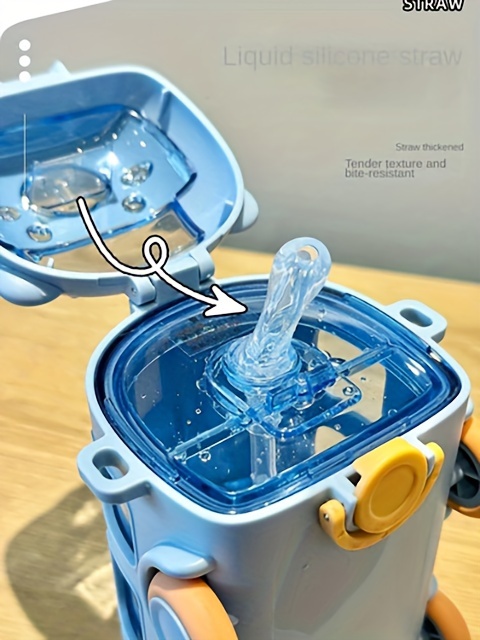 cartoon bus shaped water bottle with straw   high temperature resistant pp plastic cup for outdoor fun details 6