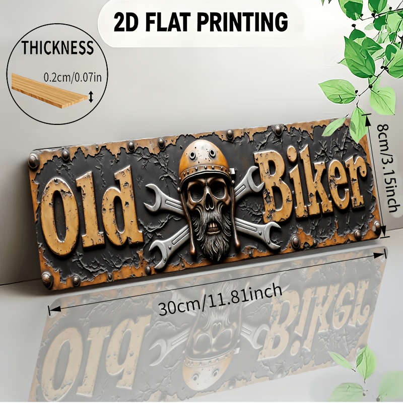 TEMU 2d Flat Printing Design Retro Sign, Featuring Distressed Vintage Decor, Including Wrench And Helmet Patterns, Garages, Studios, Bars,