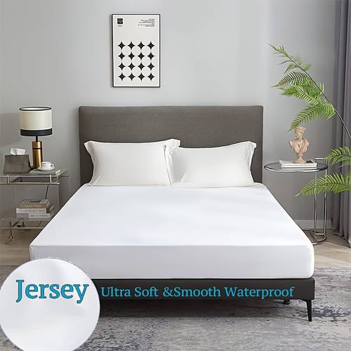 1pc Soft Jersey Mattress Protector, Jersey mattress pad with Deep Pockets 60x80 Size Breathable Noiseless mattress topper deep pocket, Bed Smooth Jersey Mattress Cover Fully Fitted, machine washable for 4 seasons (white)