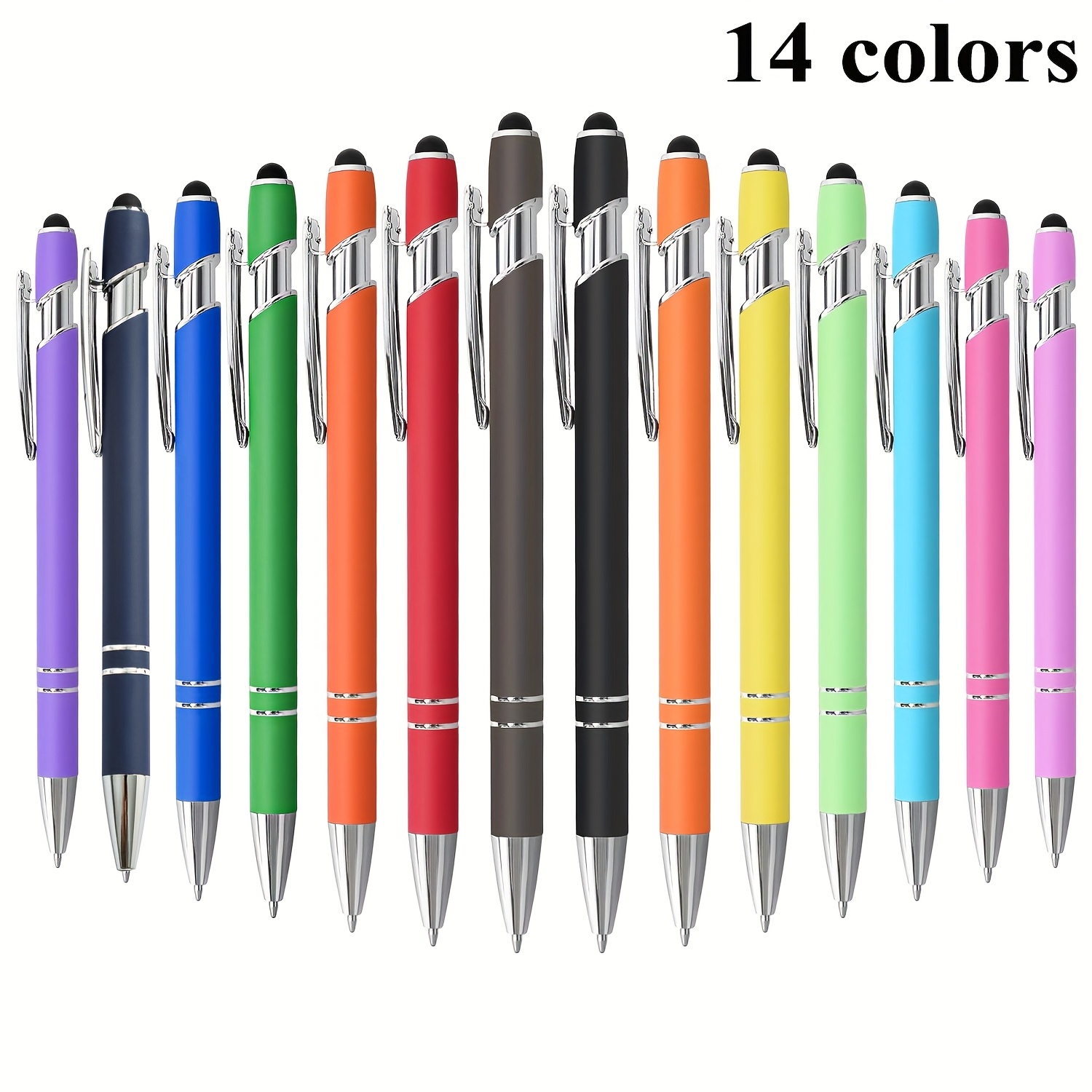 Image of 14pcs Ballpoint And Stylus Pen Set For Touchscreens - Retractable, Black Ink Pens For Writing, Party Favors Or Student Gifts. (black Ink)