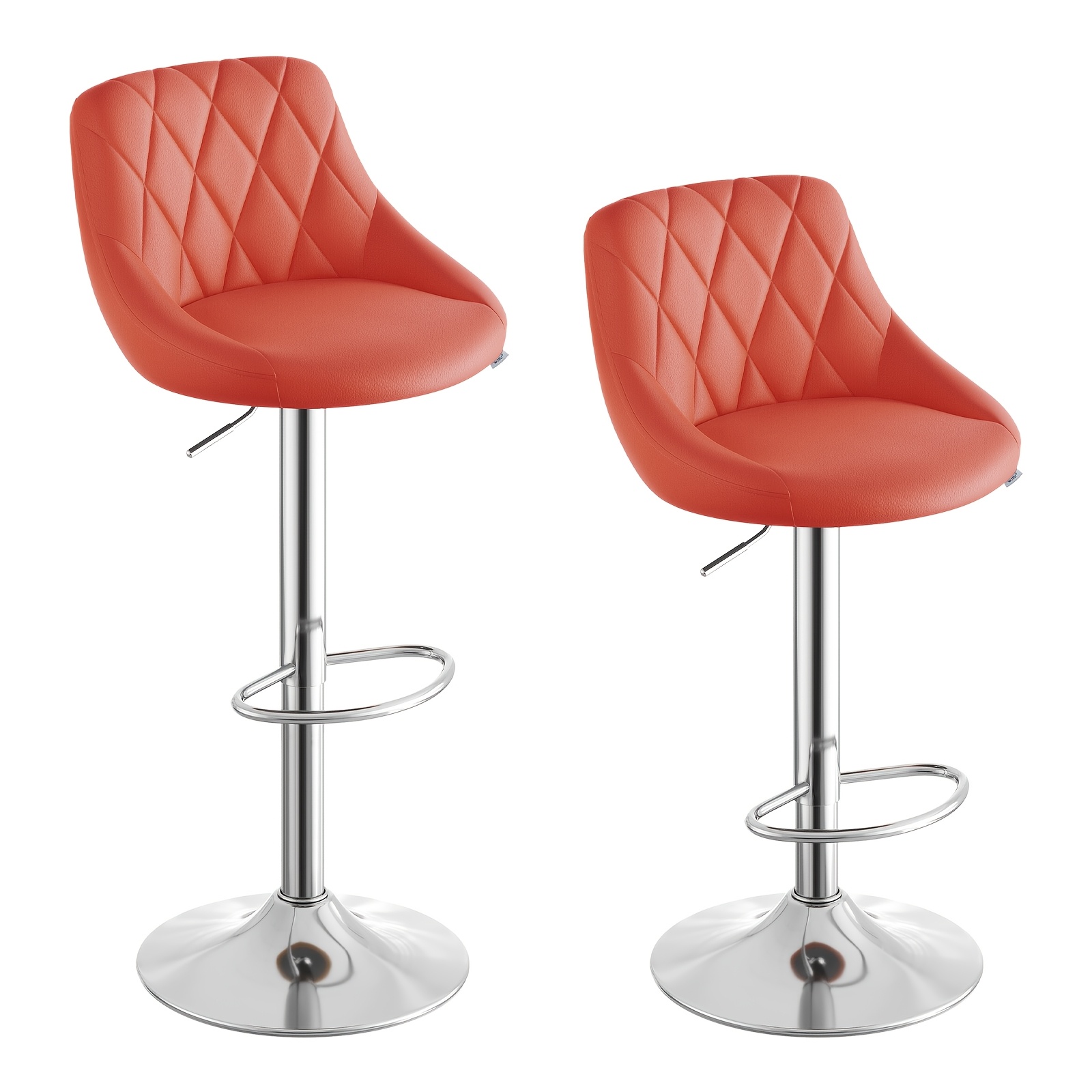 Modern Swivel Bar Stools with Artificial Leather, 360° Adjustable Height