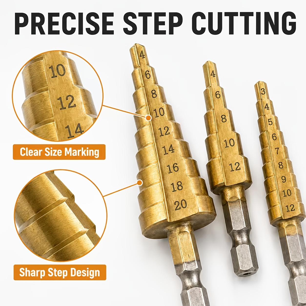 3pcs Hss Cobalt Step Drill Bit Set, Multiple Hole 50 Sizes, Steel, With Black Oxide, For Drilling Metal, Wood, Plastic, With Bonus Storage Case
