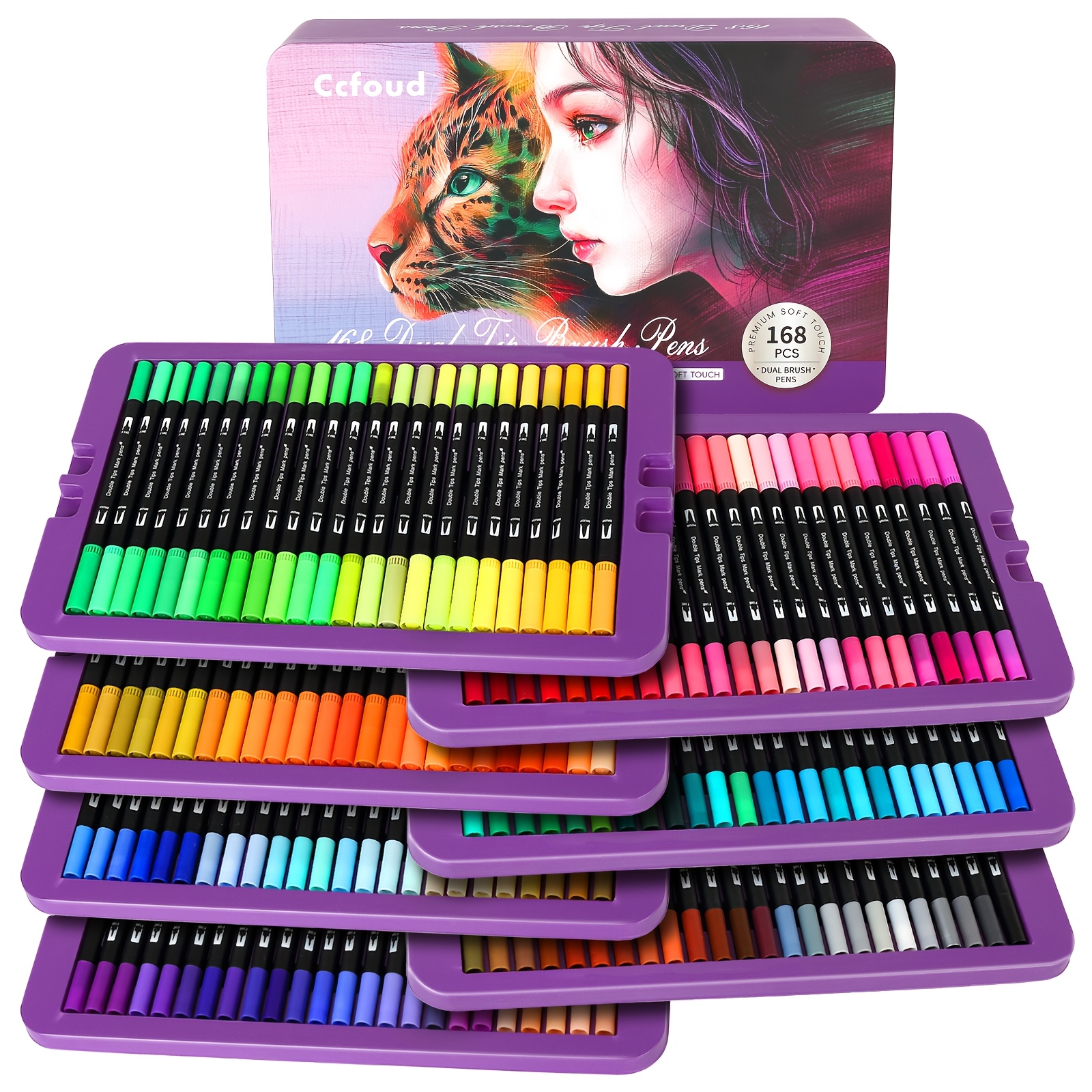 Gelanty Dual Brush Pennenset, 72 kleuren, viltstiften, dikke en dunne pennen, fineliner, set aquarelkleuren voor handlettering, bullet journal, kleurboeken, manga, kalligrafiestiften voor kinderen en