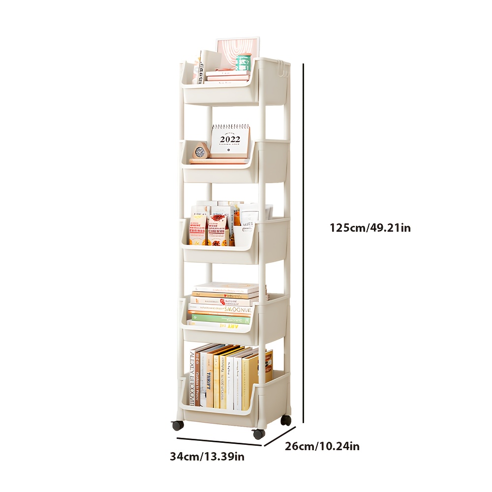 TEMU Ulti-purpose 5 Tiers Rolling Storage Shelf, Utility Organizer, Compact Cosmetic Shelfbedroom Bedside Caddy, Living Room Snack Rack, Perfect For