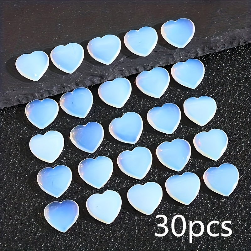 TEMU 30pcs Of Natural Opal Heart-shaped Palm Stones, Chakra Balancing Crystals, 0.8 Inches Palm Stones, Suitable For