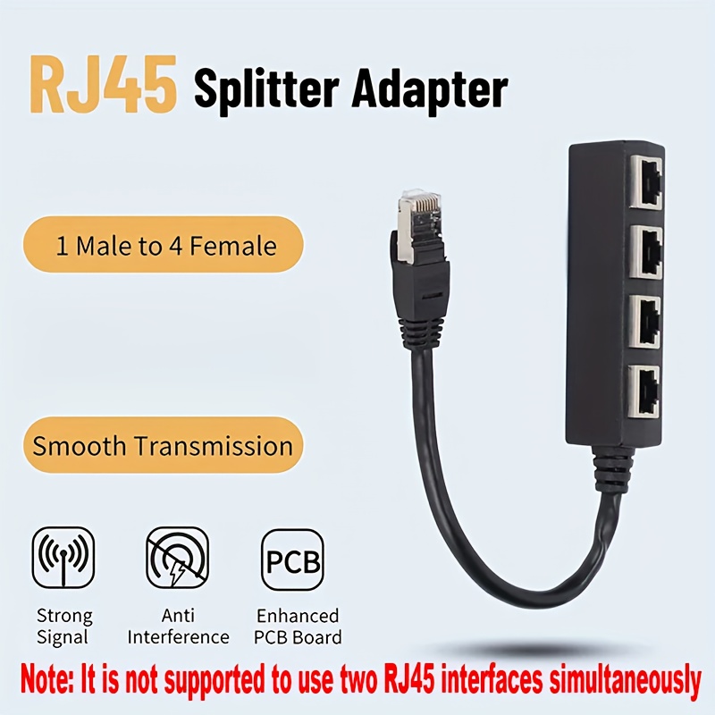 RJ45 Répartiteur 1 vers 4, Adaptateur répartiteur de câble réseau Ethernet pour extension de réseau Internet à domicile ou au bureau