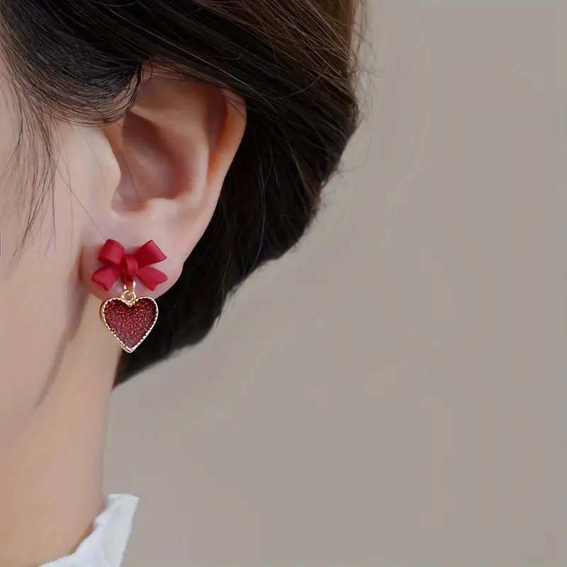 european and american cross border fashion elegant and exquisite love geometric earrings details 1