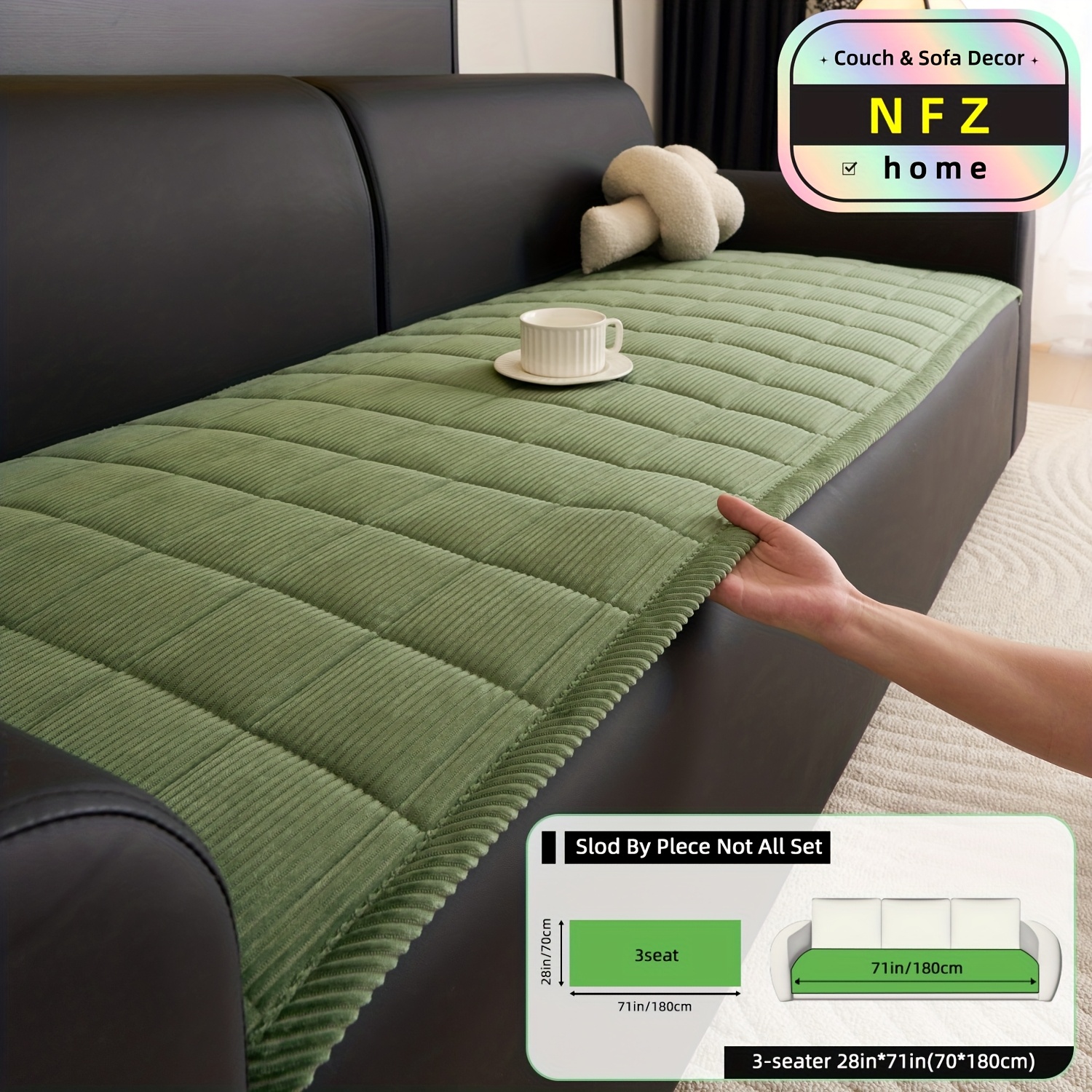 TEMU 1pc Retro Thickened And Warm Corduroy Non-slip Sofa Cushion For Winter, Thick Cushion Pad, Pet-friendly, Machine-washable, High-quality Textured