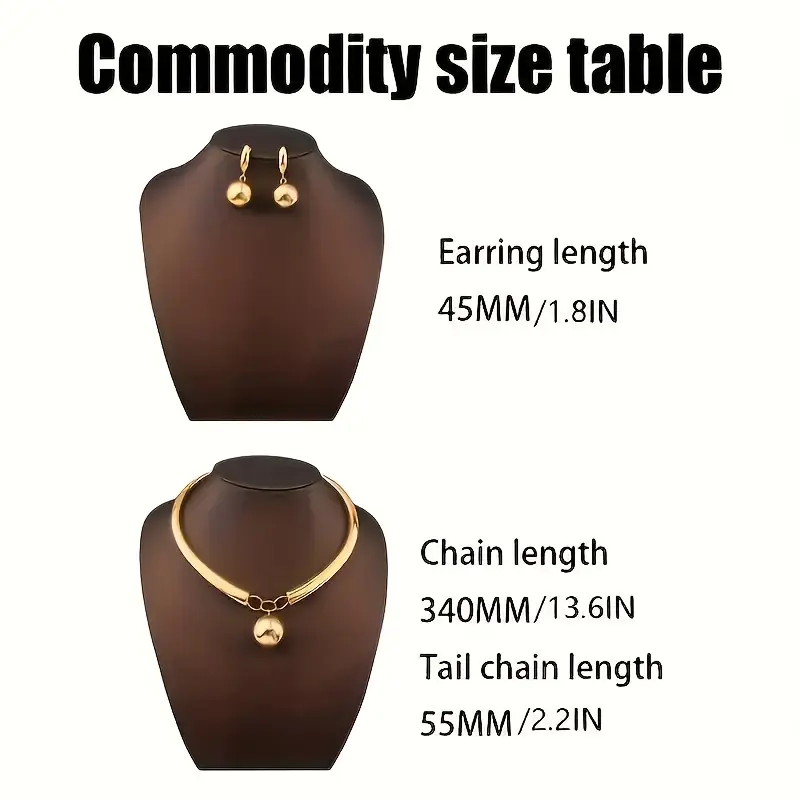 elegant boho chic 18k gold plated jewelry set sleek spherical design necklace earrings with clasp ideal for daily wear parties gift box included Product details 0