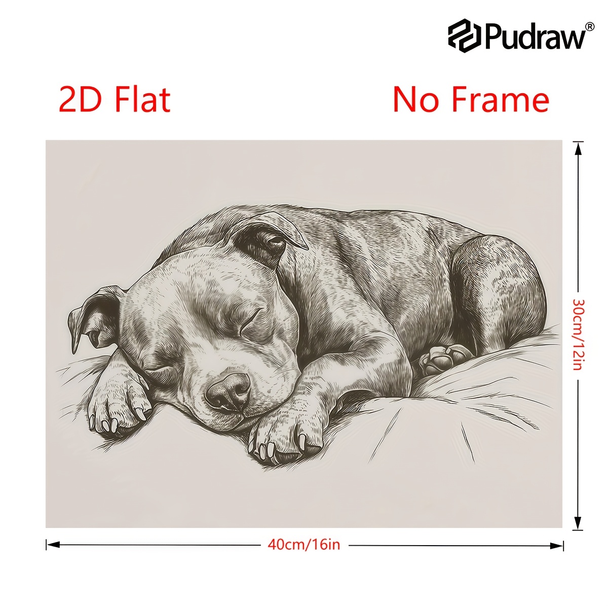 TEMU 2d Flat, 2d Flat, 2d Flat Retro Staffordshire Bull Terrier Canvas Painting - 29.97x39.88 Cm Country Style Frameless Wall Decor, Gift, Bedroom