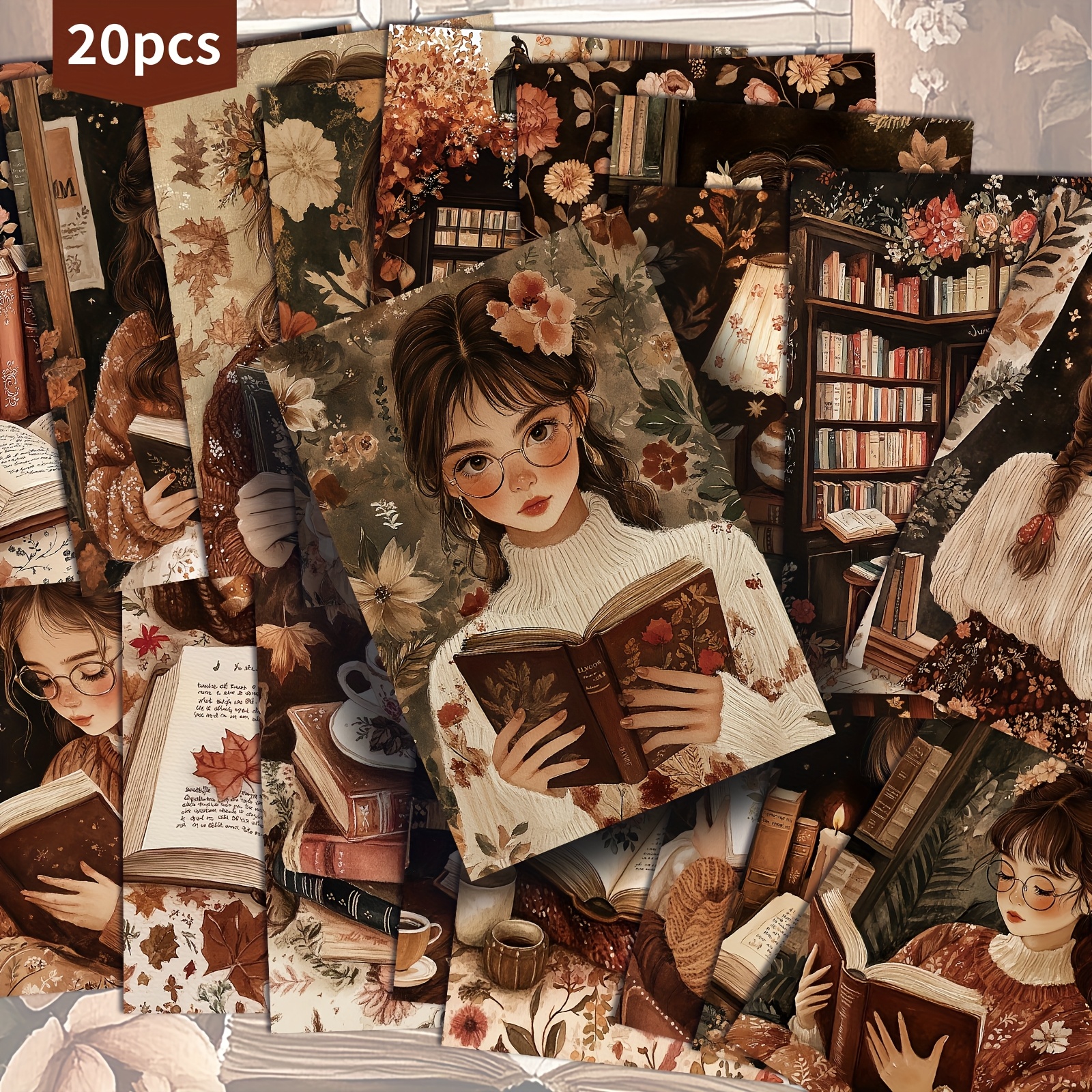 TEMU Set Of 20 Vintage-style Postcards Featuring A Girl Reading, Measuring 4x6 Inches. Postcards Showcase Classic Pinup Art And Are Perfect For
