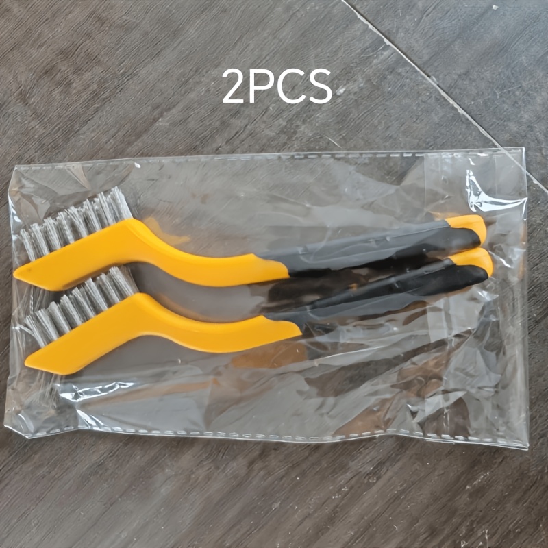 TEMU 2pcs Wire Brushes For Cleaning, Rust Removal, And Paint Stripping, Ergonomic Handle, Yellow/gray