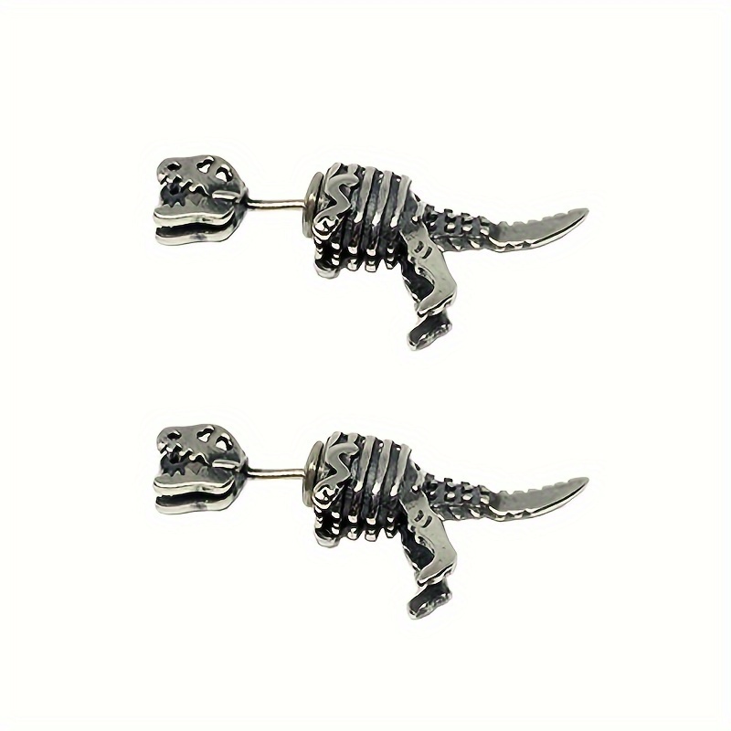 A Pair Of New Retro Dinosaur Earrings For Men, Trendy Ear Accessories With Hanging Style, Hip-hop Style Ear Studs, Perfect For Parties