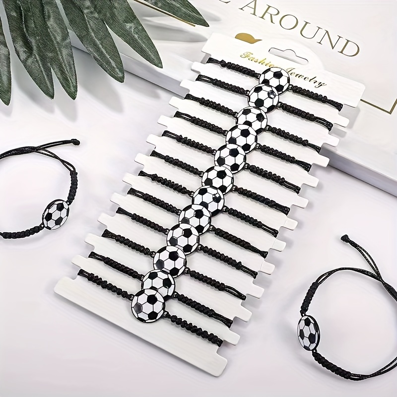 Adjustable Bracelet With A Football Pattern, A Stylish Sports Accessory, Handcrafted And , Perfect As Gift