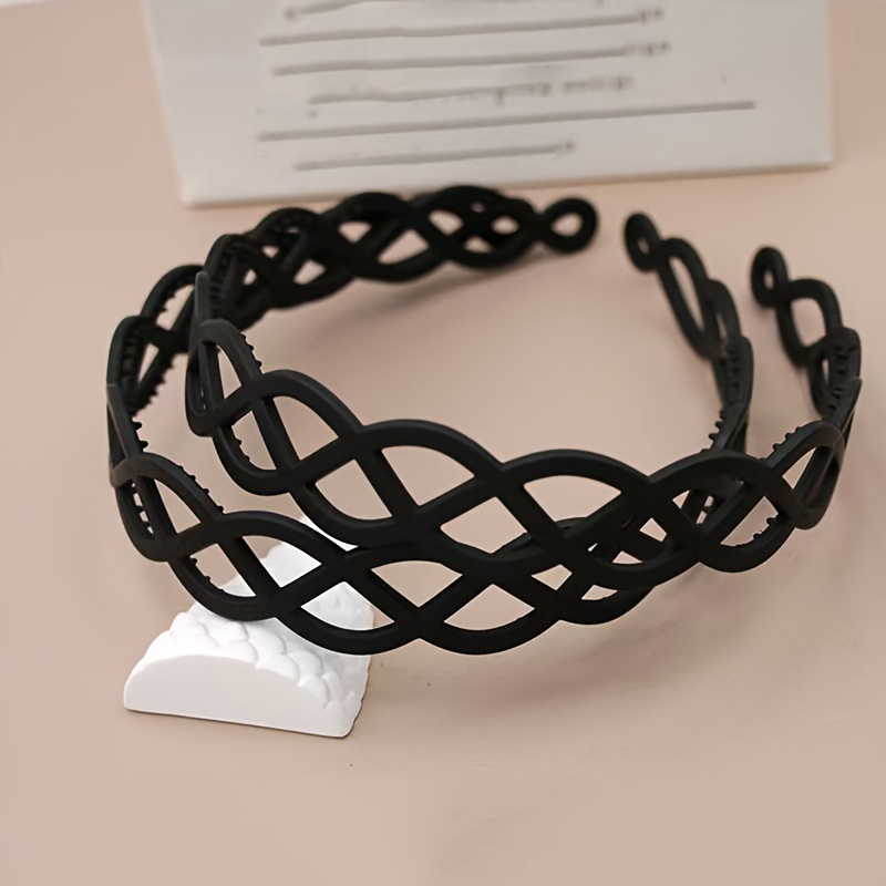 E-shop 2 Stück Damen Mattes Harz Stirnband mit Zähnen, Lochmuster Rutschfestes Haarband, Vielseitiger Leichter Luxus Eleganter Haarclip für Erwachsene