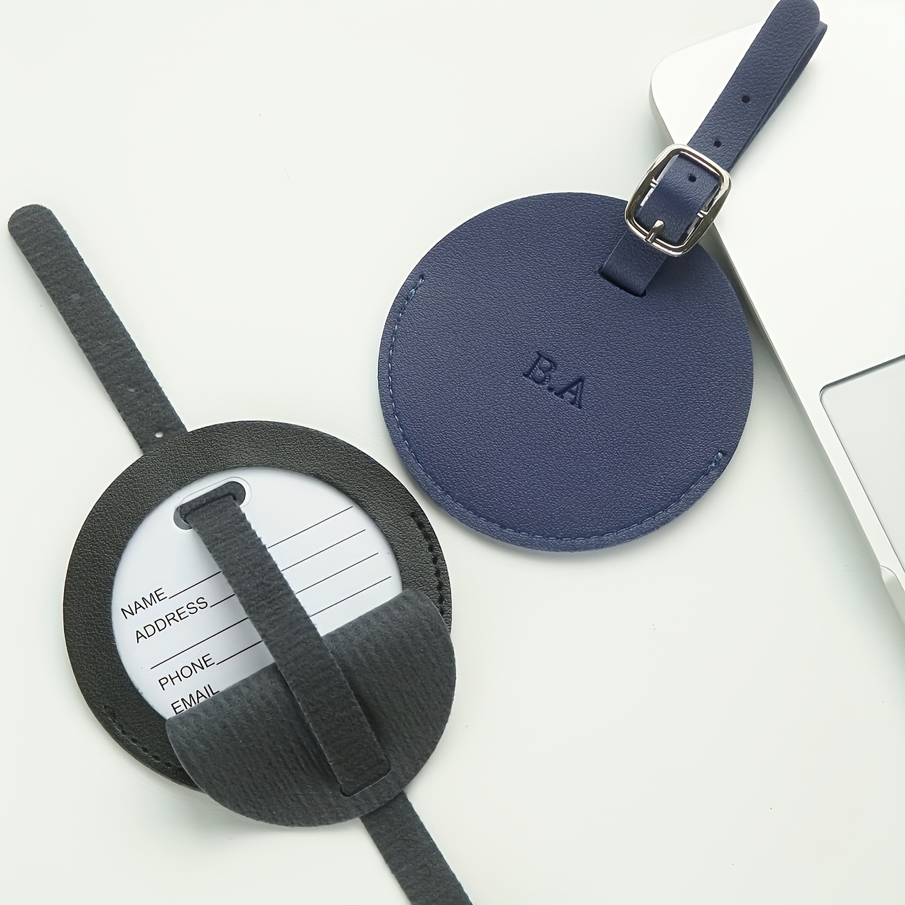 Personalized Round Luggage Tag with Initial, Custom Travel Accessory