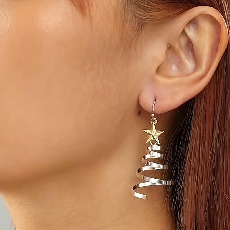TEMU Pendientes de de y fáciles de usar, de capas, con forma de estrella, moda, árbol de Navidad, joyería para mujeres, adecuados para uso diario y