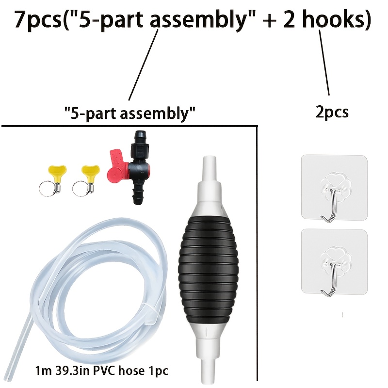 TEMU 7pcs (5- And ) Multifunctional Liquid Suction Pump, Manual Fuel Transfer Pump, With Gasoline Hose, Portable Water Pump, Suitable For Gasoline, ,