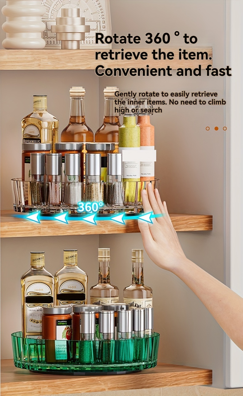 1pc light luxury rotating storage rack kitchen turntable transparent seasoning bottle spice rack living room desktop storage box details 3