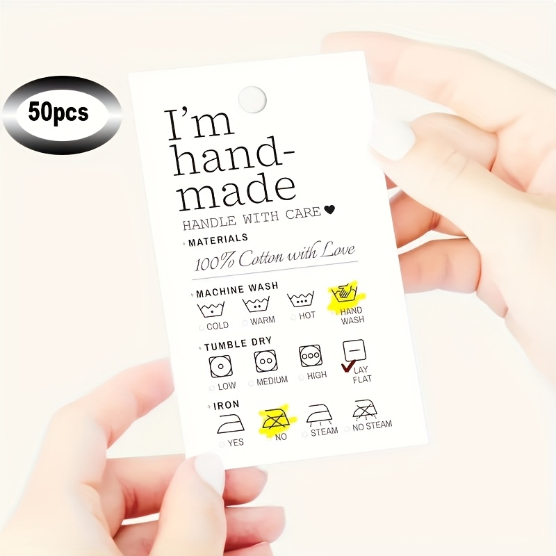 Image of A Set Of 50 Handmade Care Tags, Complete With Twine, For Use In Dry Cleaning Shops, Providing Information Cards