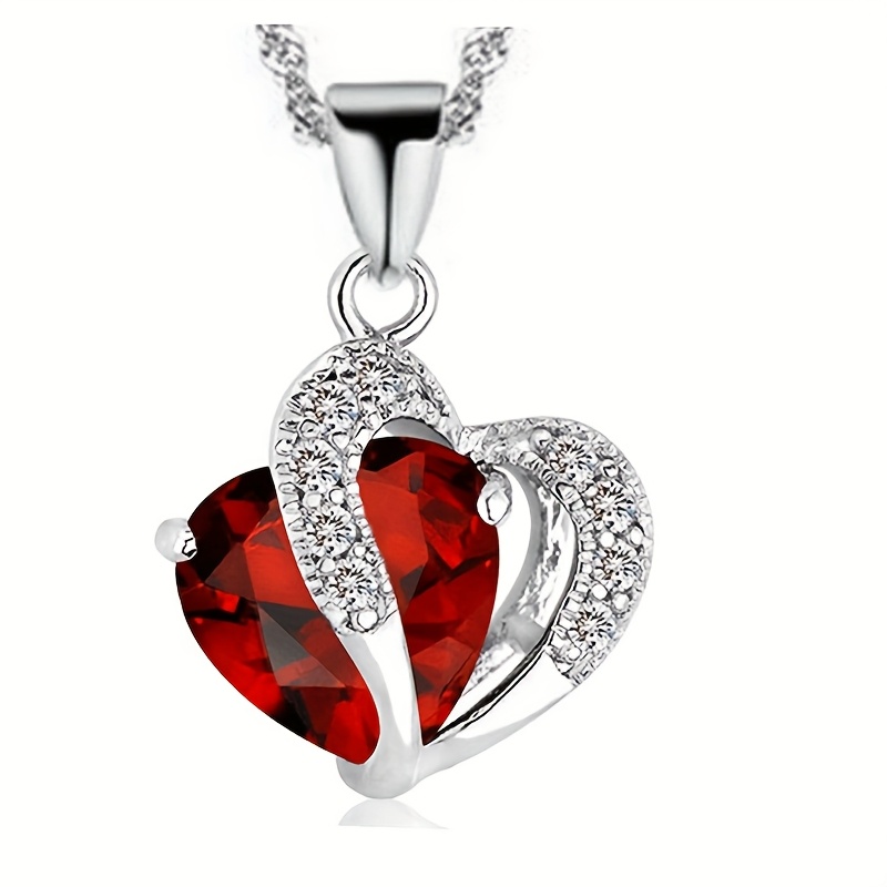Rhinestone Heart Pendant Necklace, Elegant Gift